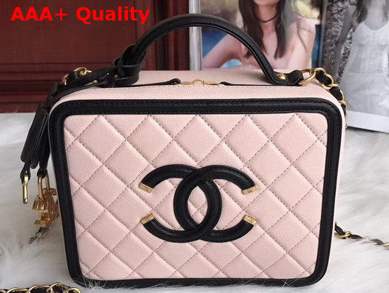 Chanel Medium Vanity Case in Pink Grained Calfskin Gold Hardware Replica