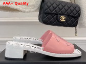 Chanel Mid Heel Mules in Pink Calfskin Replica