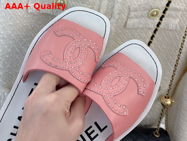 Chanel Mid Heel Mules in Pink Calfskin Replica