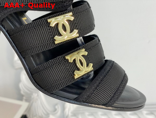 Chanel Mid Heel Sandal in Black Grosgrain Replica