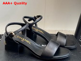 Chanel Mid Heel Sandal in Black Lambskin Replica