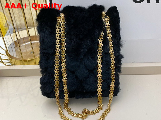 Chanel Mini 255 Handbag Black Shearling Lambskin Aged Calfskin and Gold Tone Metal AS1961 Replica