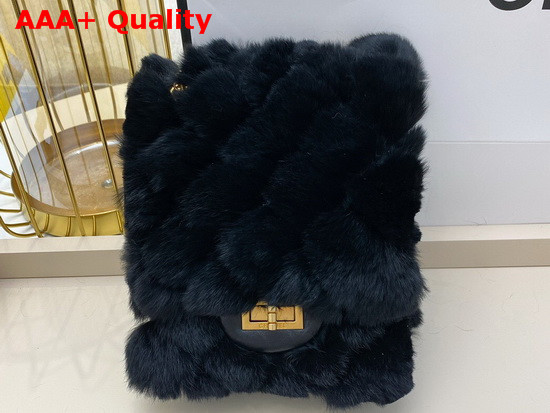 Chanel Mini 255 Handbag Black Shearling Lambskin Aged Calfskin and Gold Tone Metal AS1961 Replica