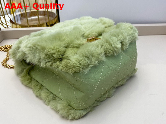 Chanel Mini 255 Handbag Green Shearling Lambskin Aged Calfskin and Gold Tone Metal AS1961 Replica