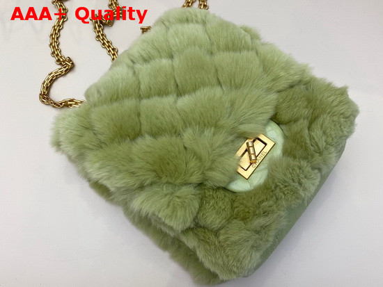 Chanel Mini 255 Handbag Green Shearling Lambskin Aged Calfskin and Gold Tone Metal AS1961 Replica