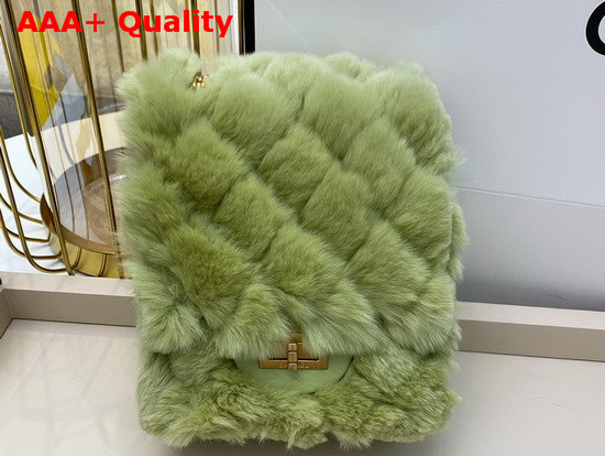 Chanel Mini 255 Handbag Green Shearling Lambskin Aged Calfskin and Gold Tone Metal AS1961 Replica