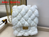 Chanel Mini 255 Handbag White Shearling Lambskin Aged Calfskin and Gold Tone Metal AS1961 Replica