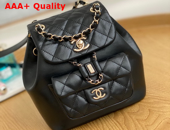 Chanel Mini Backpack in Black Shiny Calfskin Replica