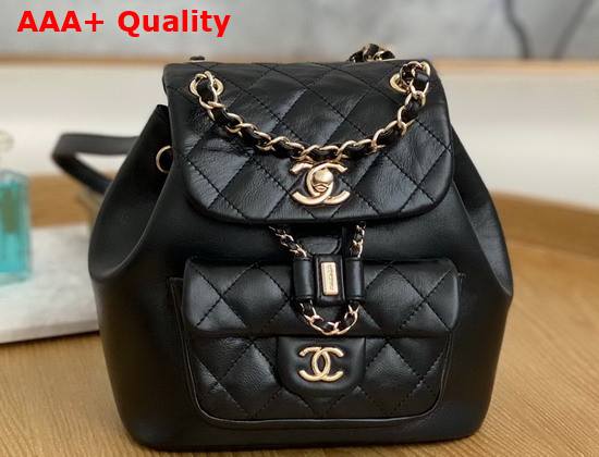 Chanel Mini Backpack in Black Shiny Calfskin Replica