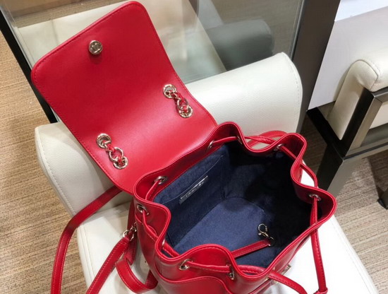 Chanel Mini Backpack in Red Lambskin with Large CC Logo on The Flap