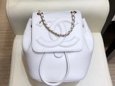 Chanel Mini Backpack in White Lambskin with Large CC Logo on The Flap