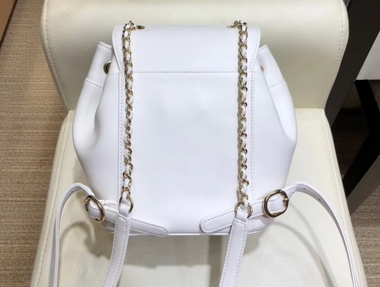 Chanel Mini Backpack in White Lambskin with Large CC Logo on The Flap