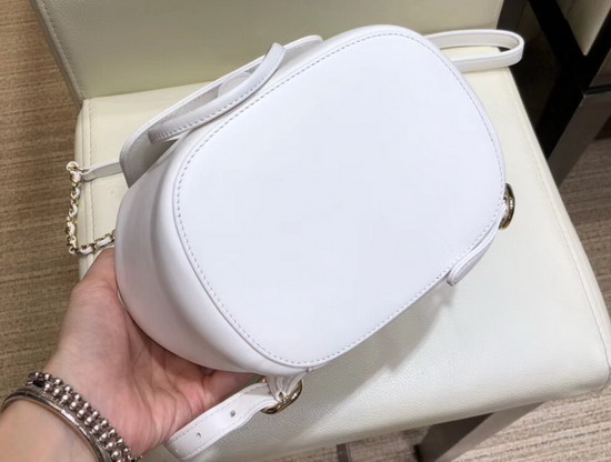 Chanel Mini Backpack in White Lambskin with Large CC Logo on The Flap