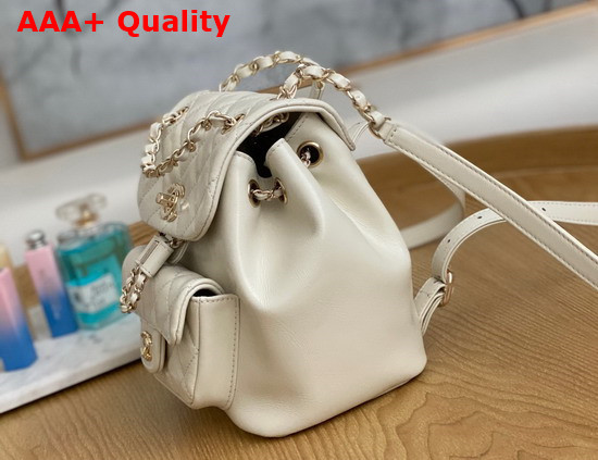 Chanel Mini Backpack in White Shiny Calfskin Replica