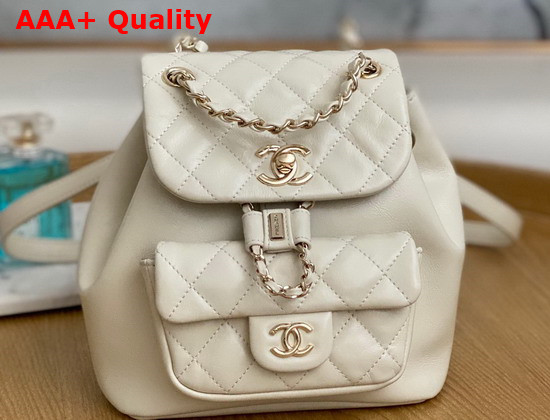 Chanel Mini Backpack in White Shiny Calfskin Replica