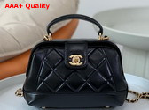 Chanel Mini Bag with Top Handle Black Shiny Lambskin Gold Tone Metal AS4958 Replica