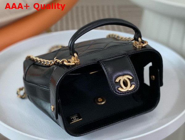 Chanel Mini Bag with Top Handle Black Shiny Lambskin Gold Tone Metal AS4958 Replica