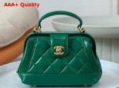 Chanel Mini Bag with Top Handle Green Shiny Lambskin Gold Tone Metal AS4958 Replica