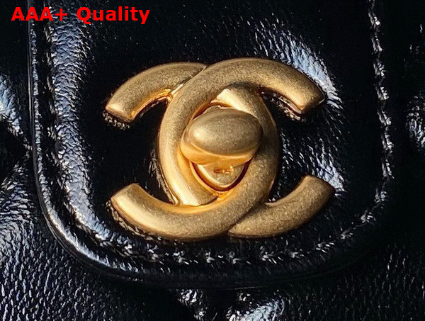 Chanel Mini Bag with Top Handle in Black Shiny Lambskin with Gold Tone Metal AS4958 Replica