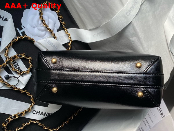 Chanel Mini Bag with Top Handle in Black Shiny Lambskin with Gold Tone Metal AS4958 Replica