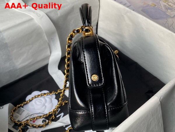 Chanel Mini Bag with Top Handle in Black Shiny Lambskin with Gold Tone Metal AS4958 Replica