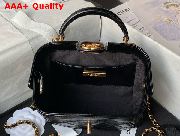 Chanel Mini Bag with Top Handle in Black Shiny Lambskin with Gold Tone Metal AS4958 Replica