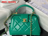 Chanel Mini Bag with Top Handle in Green Shiny Lambskin with Gold Tone Metal AS4958 Replica