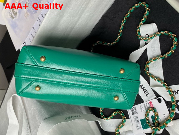 Chanel Mini Bag with Top Handle in Green Shiny Lambskin with Gold Tone Metal AS4958 Replica