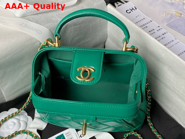 Chanel Mini Bag with Top Handle in Green Shiny Lambskin with Gold Tone Metal AS4958 Replica