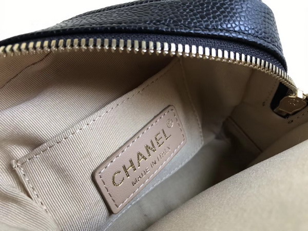 Chanel Mini Bowling Bag in Black Grained Calfskin with Gold Tone Metal For Sale