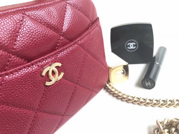 Chanel Mini Bowling Bag in Dark Red Grained Calfskin with Gold Tone Metal For Sale