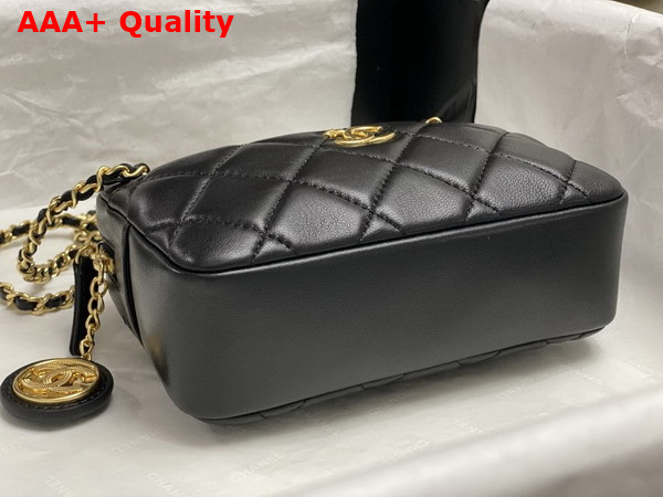 Chanel Mini Camera Case in Black Shiny Lambskin Gold Tone Metal AS5190 Replica