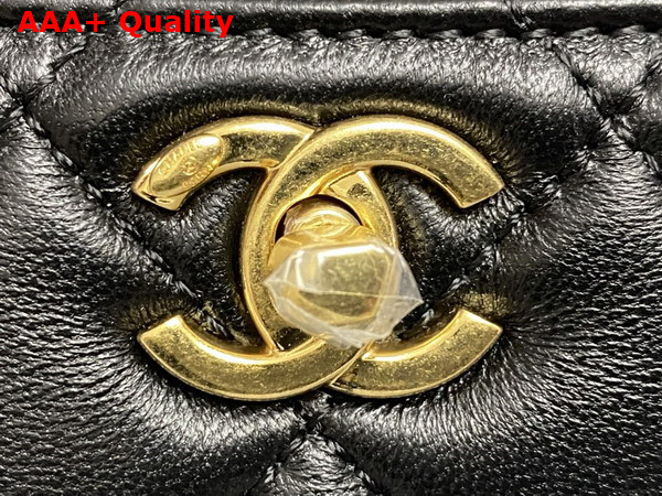 Chanel Mini Camera Case in Black Shiny Lambskin Gold Tone Metal AS5190 Replica