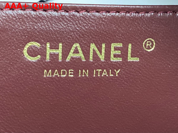 Chanel Mini Camera Case in Burgundy Shiny Lambskin Gold Tone Metal AS5190 Replica