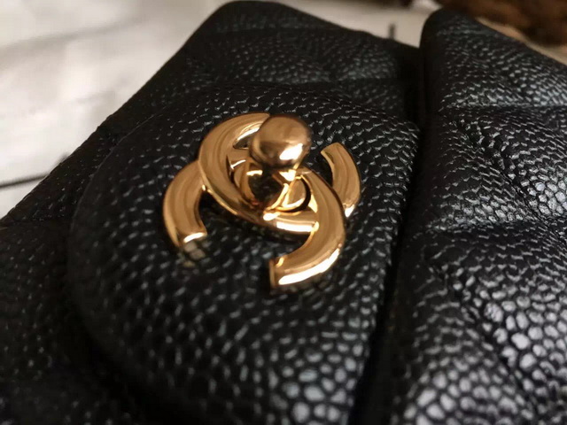 Chanel Mini Caviar Flap Bag Black Gold Chain for Sale