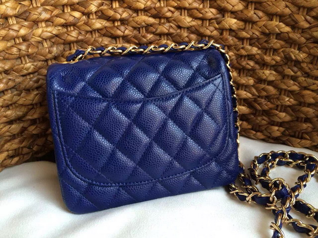 Chanel Mini Caviar Flap Bag Navy Blue Chain for Sale