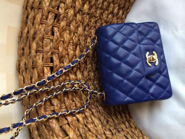 Chanel Mini Caviar Flap Bag Navy Blue Chain for Sale