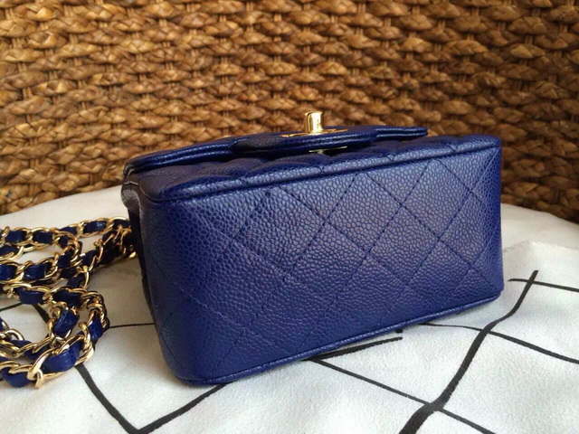 Chanel Mini Caviar Flap Bag Navy Blue Chain for Sale