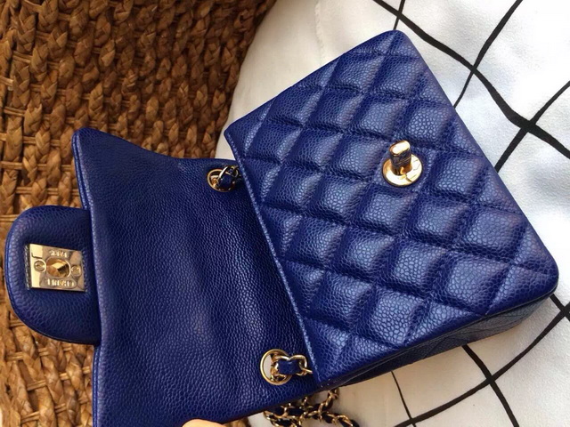 Chanel Mini Caviar Flap Bag Navy Blue Chain for Sale