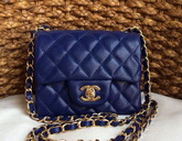 Chanel Mini Caviar Flap Bag Navy Blue Chain for Sale