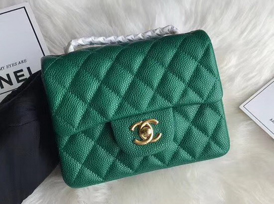 Chanel Mini Caviar Flap Bag Pearl Green Gold Hardware