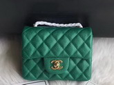 Chanel Mini Caviar Flap Bag Pearl Green Gold Hardware