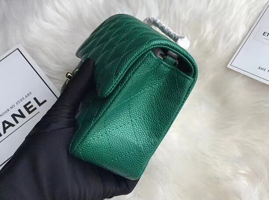 Chanel Mini Caviar Flap Bag Pearl Green Gold Hardware