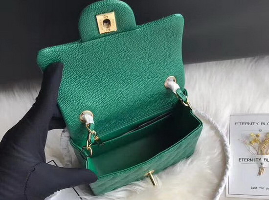 Chanel Mini Caviar Flap Bag Pearl Green Gold Hardware