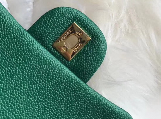 Chanel Mini Caviar Flap Bag Pearl Green Gold Hardware