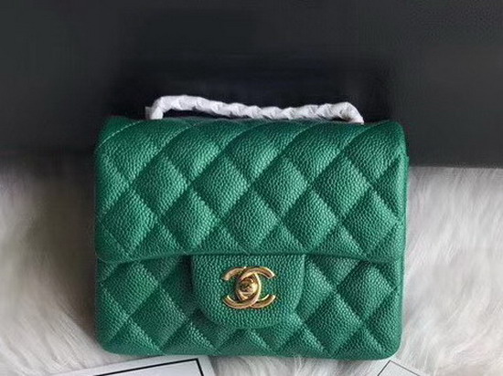 Chanel Mini Caviar Flap Bag Pearl Green Gold Hardware