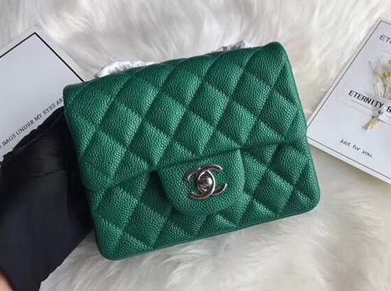 Chanel Mini Caviar Flap Bag Pearl Green Silver Hardware