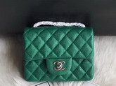 Chanel Mini Caviar Flap Bag Pearl Green Silver Hardware