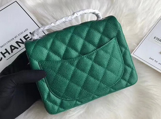 Chanel Mini Caviar Flap Bag Pearl Green Silver Hardware