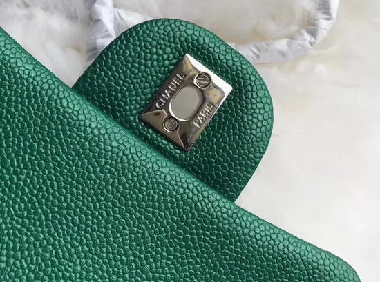 Chanel Mini Caviar Flap Bag Pearl Green Silver Hardware